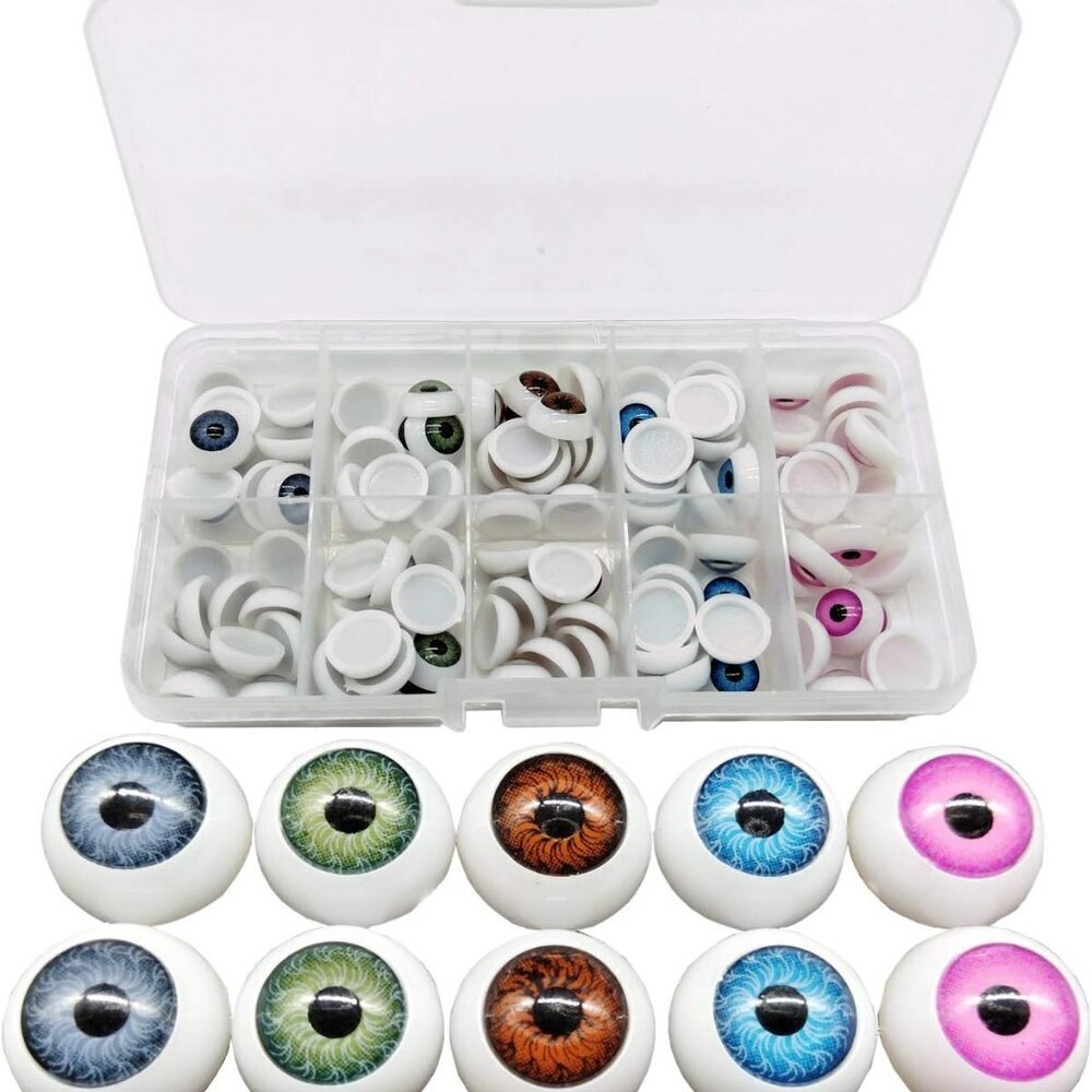 100pcs/box 12mm Doll Eyeballs Half Round Acrylic Eyes for DIY Doll Bear Crafts H